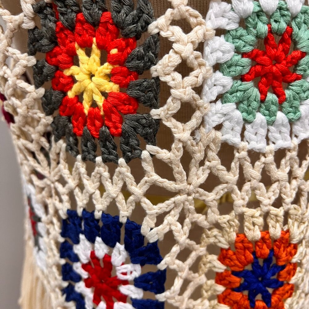 Granny Square Crochet Paul McCartney Sweater Vest Edith Handmade Sz M - Picture 8 of 9